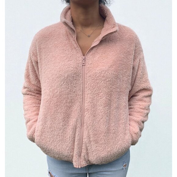 Uniqlo WomenS Pink Fleece Jacket Size M Full-Zip Soft Warm Outerwear - Picture 2 of 6